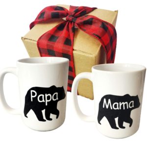 Papa and Mama bear mugs gift set